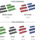 Six Pack Magnetic Socket Organizer Set For 1/4, 3/8, And 1/2 Inch Drive Sockets, SAE And Metric Compatible, Red And Blue Tray Storage