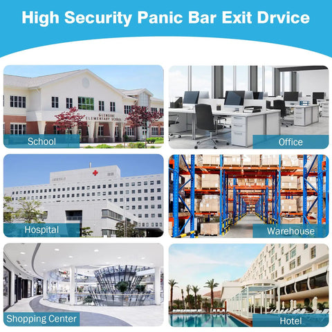 Badass Emergency Exit Panic Bar With Blasting 100 Decibel Siren And Heavy Exterior Door Lever Rock Solid Commercial Access Control Setup Matte Black Finish Comes With Master Keys For Quick On Off Toggling
