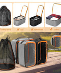 Camping Gear Organizer Set With Three Packing Cubes And One Mesh Pocket In A Handy Carrying Bag, 45L car trunk storage
