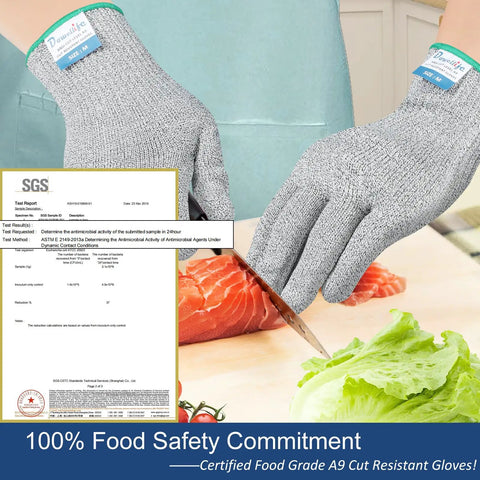 Cut Resistant Gloves A9 Maximum Protection For Kitchen Prep And Food Handling, ANSI A9 Certified Gloves slicing vegetables