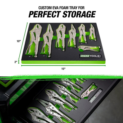 Seven Piece Locking Pliers Set With Curved Jaw And Needle Nose Vise Grips For Every Grip And Clamp Job in EVA tray