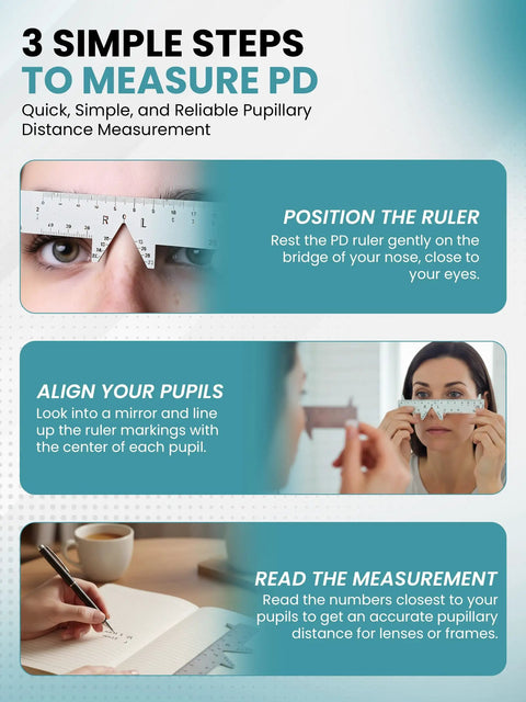 PD Ruler For Eyeglasses Pupillary Distance Tool lightweight plastic ruler used to measure PD, align pupils, and read lens fit