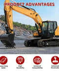 Excavator showcasing 5 Set 230SP Excavator Bucket Teeth With Pins For Mini Excavator Attachments Skid Steer Backhoe Replacement Kit