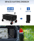 47 Inch Collapsible Wagon Cart With Mega 300 Liter Capacity folded compactly in car trunk for easy storage.