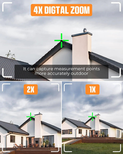 Green Beam Laser Measuring Tool With 393 Feet Outdoor Range, A Real Handy Tool For Quick Readings, Accurate To One Sixteenth Inch, Bright 4x Green Laser, Durable Handheld Tape Measure For Roofs, Decks, Landscaping And Renovations on roof