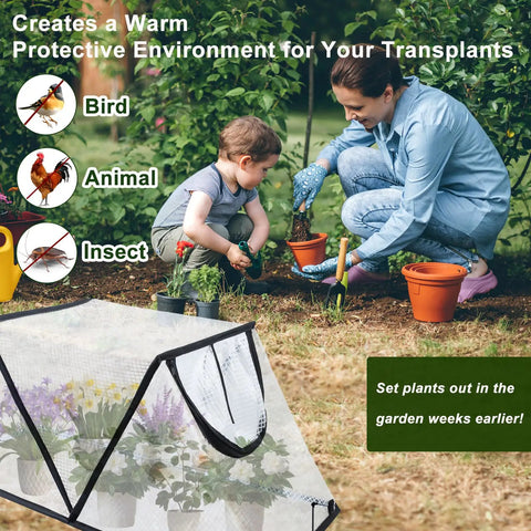 Foldable Garden Row Cover For Raised Beds With Zipper Door Waterproof Mini Greenhouse Plant Protector To Beat The Critters Keeping Animals Out Of Vegetables Fruits And Flowers 31X13X14 Inches Pack Of 2