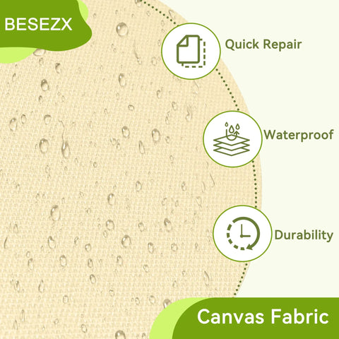 Heavy Duty Canvas Repair Tape Patch Kit 3x79 Inch Waterproof Self Adhesive Fabric Patch illustration showing durability