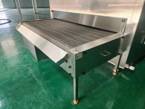 High Capacity Industrial IQF Tunnel Freezer Built Different Stainless Steel Conveyor Belt Blast Freezing System For Quick Freezing Meat Seafood Produce Factory Plant Operations with stainless conveyor system.