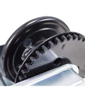 Close-up of Brake Winch Heavy Duty 350 To 2500 Lb Capacity For Trailers And Hauling, rust resistant gear detail.