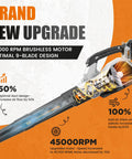 Cordless Leaf Blower 765 CFM With 2x7.8Ah Batteries And Rapid Charger, 3 Speed Plus Turbo Mode, LED Light, Shoulder Strap