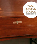 10 Pack Solid Wood Cabinet Door Handles Pulls With Single Hole Design Rustic Beech Wood And Brass Hardware on drawer