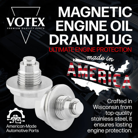 Magnetic Engine Oil Drain Plug M12 X 1.25MM Stainless Steel Fits Infiniti, Lexus, Nissan, Toyota with Aluminum Washer