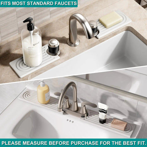 Nobody Likes A Wet Counter So Upgrade Your Wash Station With This Slick Diatomite Stone Faucet Mat That Instantly Soaks Up Water To Keep Your Kitchen Sink Drip Free And Totally Stress Free Forever. Image showing two diatomite sink mats around faucets.
