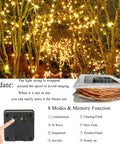 Solar Fairy Lights 2 Pack Total 80 Feet 240 LED Outdoor String Lights Waterproof With 8 Modes illuminating tree branches