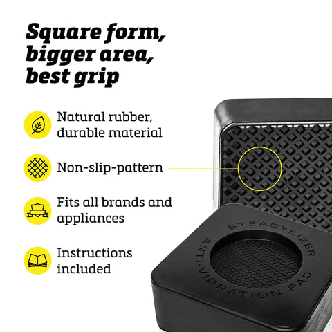 4 Pack Anti Vibration Pads For Washer And Dryer, Stop The Wobble And Loud Rumbles, square rubber pads with non-slip pattern.