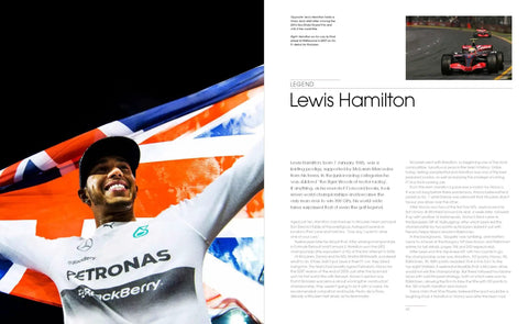 Legends Of Grand Prix Racing: Cult Drivers And Their Legacies Through Triumphs, Tragedies, Iconic Photos, And Insider Stories From The Paddock For Gearheads And Casual Fans Alike book page showing a driver celebrating with a flag.