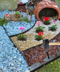 Heavy Duty 22 Foot No Dig Landscape Edging Kit With 20 Anchoring Spikes 2 Inch Tall Black HDPE Border used in flower bed