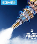 Upgraded Handheld Steam Cleaner For Home And Car Detailing At 230 Degrees F With 3.5 Bar High Pressure And 13 Foot Cord For Cleaning Grout And Hard To Reach Spots In Your Vehicle Or House Quick Heat Portable Steamer showing steam nozzle discharging instant-pressure steam.