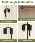 Multi-angle view of 4 Inch U Bolt Door Loop Lock Heavy Duty Security Latch Black Anti Theft Privacy Bolt for interior doors.