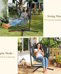 360 Degree Swivel Hammock Swing Chair With Stand Cushioned Hanging Chair For Indoor And Outdoor Use Holds Up To 400 Lbs