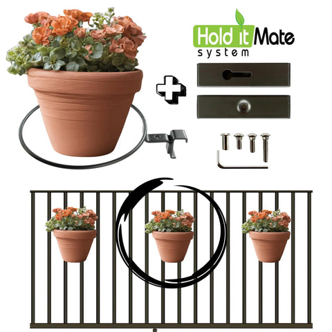Deck Railing Planter Bracket Kit For Round 8 Inch Pots With Snap On Ring And Allen Wrench Included Easy Mount To Vertical Spindles For Sweet Deck Gardens And Container Pots On Railings