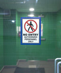 Self Adhesive A4 Magnetic Document Holder Sign Display 8.5 X 11 Inches Blue 4 Pack Magnetic Frame on glass door with no entry sign