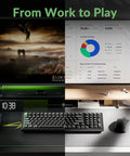 Image showing Slick Wireless Mechanical Keyboard With Numeric Keypad Featuring 8000Hz Polling Rate and Rock Solid Pbt Keycaps on a desk, with work and gaming setup.