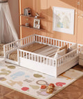 Queen Montessori Floor Bed With 21.46-Inch Wraparound Guardrails For Toddlers And Kids in a cozy room setting