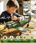 Child assembling Metal Model Airplane Kit For Kids Ages 8 12, STEM Building Toy With 285 Parts And Tools, detailed view.