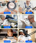 15X Magnifying Desk Lamp With Clamp Real Glass Lens 84 LED Illumination 5 Color Modes used for manicure, repair, sewing, reading, DIY