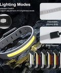Lit Up Rechargeable LED Armband 6 Piece Set with adjustable silicone snap strap for night walks runs and rides