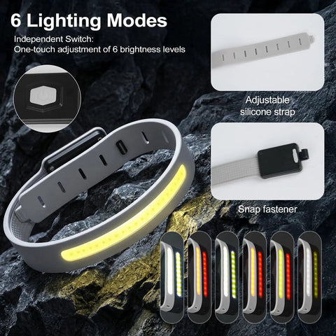 Lit Up Rechargeable LED Armband 6 Piece Set with adjustable silicone snap strap for night walks runs and rides