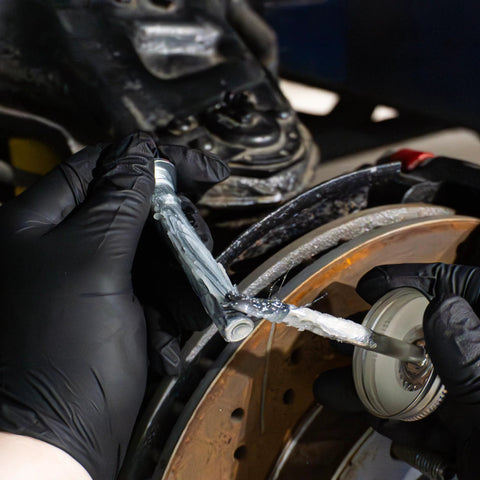 Applying Premium 4oz Brush Top SIL Glyde Silicone Brake Grease for Calipers and Brake Lubrication, High Temperature Safe