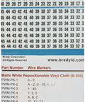 Heavy Duty Repositionable Vinyl Cloth Wire Marker Set Black On White With 1 Through 45 Numbers chart and labels