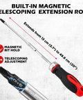 Ultimate 26-Piece Ratcheting Screwdriver Bit Set With S2 Steel Bits, Magnetic Driver And Telescopic Rod extended to 49.8 cm