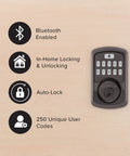 Aura Bluetooth Programmable Keypad Door Lock Deadbolt With SmartKey Security, Venetian Bronze Finish in-home features