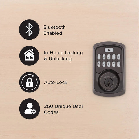 Aura Bluetooth Programmable Keypad Door Lock Deadbolt With SmartKey Security, Venetian Bronze Finish in-home features