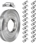 32.8 Ft 304 Stainless Steel Hose Clamp Kit With 20 Heavy Duty Fasteners For Adjustable Perforated Strapping Large Hose Clamps