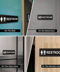 Two Pack Unisex Bathroom Signs For Doors Or Walls, Heavy Duty Metal Signs With Super Strong Adhesive, Easy Install For Home, Office Or Business Use, Black 9 Inch By 3 Inch