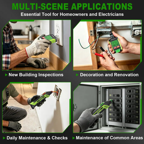 Plug-and-Play 3-In-1 Electrical Troubleshooter Circuit Breaker Locator, GFCI Outlet Tester, And Circuit Tracer With LCD Display, Wide 90 To 250V Range, Quick Diagnostic Tool For DIYers And Pros At Home used at outlets and breaker panels