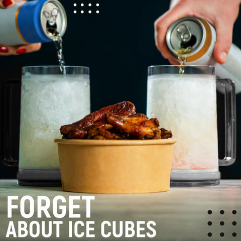 Chill Out With These Super Solid Double Wall Freezer Beer Mugs Holding Sixteen Ounces Using Encased Gel Cores To Keep Every Sip Frosted Without Adding Ice To The Mix with food.