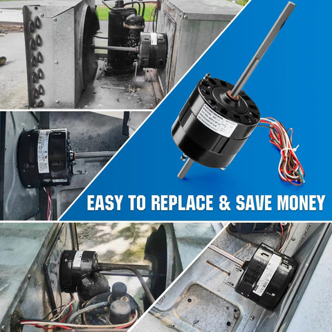 RV Air Conditioner Fan Motor With Capacitor 1/3 HP 115V 1675 RPM Direct Replacement DIY Friendly Dual Speed shown in installation