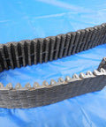 Heavy Duty Inverted Tooth Chain 25 1/2 Inch Long By 2 Inch Wide showing precise links on a blue background for industrial use.