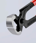 Close-up of Carpenter's End Cutting Pliers For Heavy Duty Precision Work With Extreme Wear Resistance and plastic coated handles
