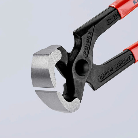 Close-up of Carpenter's End Cutting Pliers For Heavy Duty Precision Work With Extreme Wear Resistance and plastic coated handles