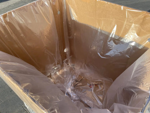 Heavy Duty White Gaylord Box Liners For Industrial Tote Bins Up To 55 By 55 By 75 Inches inside cardboard box.