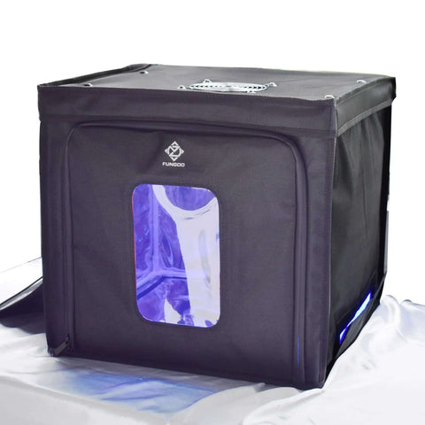 UV Light Curing Box For 3D Printing Post Processing Pro Grade Large Enclosure in black with visible UV light inside