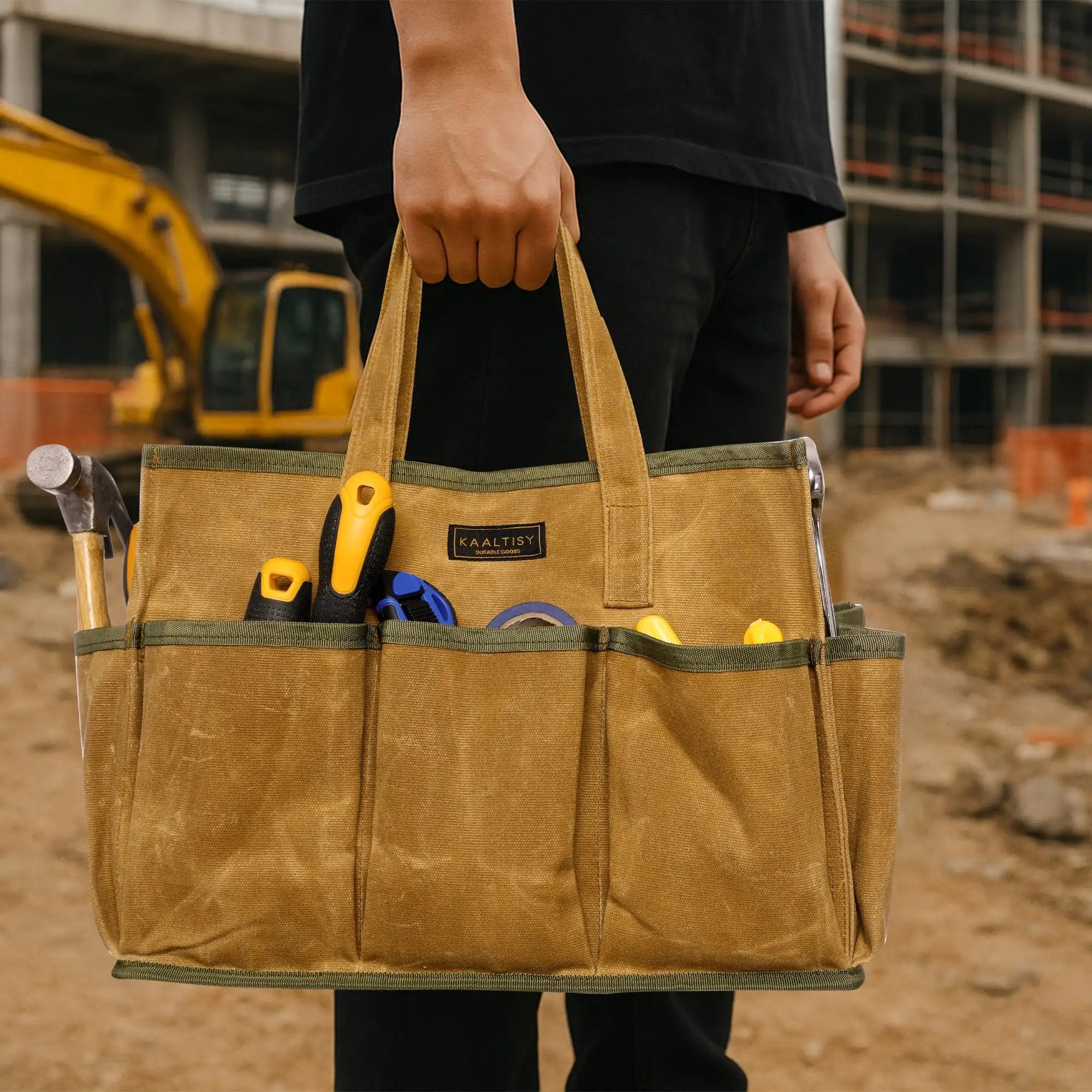 Waxed Canvas Tool Tote Bag - Durable, Multi Purpose ✓