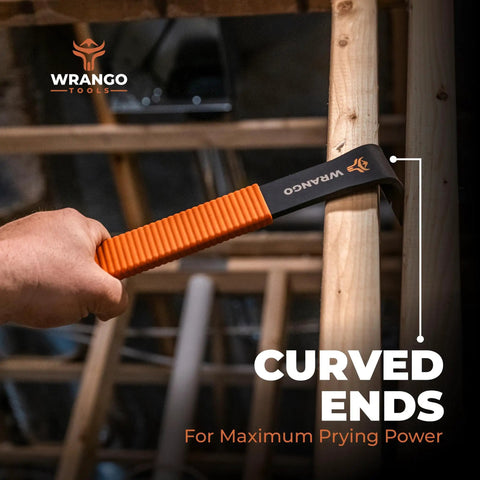15 Inch Flat Bar Pry Bar With Patented Wide Winged Ends Heavy Duty Crowbar For Nail Pulling And Roofing Demolition in use