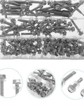 Rust Resistant Hex Socket Machine Screws Kit In 410 Stainless Steel, 100 Piece Assortment In Plastic Box
